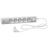 Odace - Rallonge multiprises 5 prises 2P+T - blanche/aluminium - 2USB - 1,5m