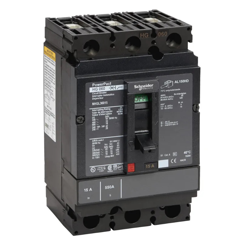 PowerPact H - disjoncteur 150A - avec bornes - 35kA - TMD - 90A - 3P 3d