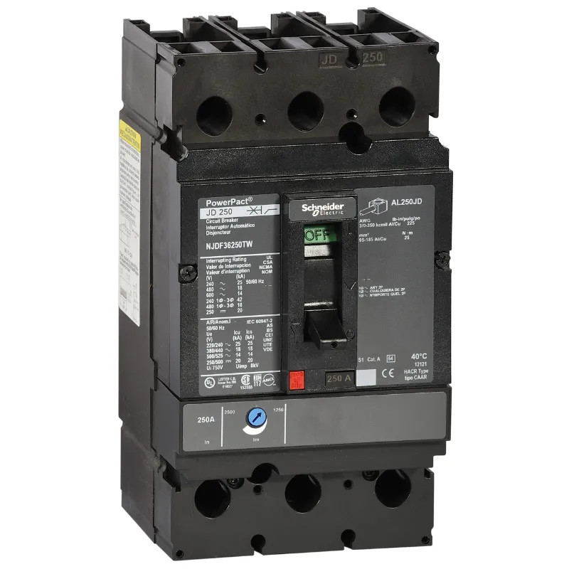 PowerPact J - disjoncteur 250A - sans bornes - 18kA - TMD - 225 A - 3P 3d