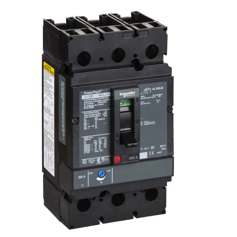 PowerPact J - disjoncteur 250A - avec bornes - 65kA - TMD - 200 A - 3P 3d