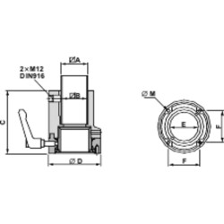 PanelSeT DHM - fixation droite rotative - carré - 50mm