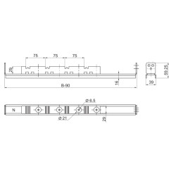 PrismaSeT HD - 3 support barres horizontales - 3200A - L500mm