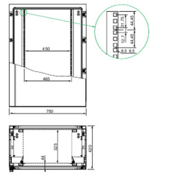 Thalassa - montants pour platine ou châssis 19p - H1250mm - lot de 2