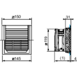 ClimaSys - grille de sortie - découpe 291x291mm