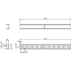 PanelSeT - Thalassa - rail C - 21x11x10mm - L2000mm