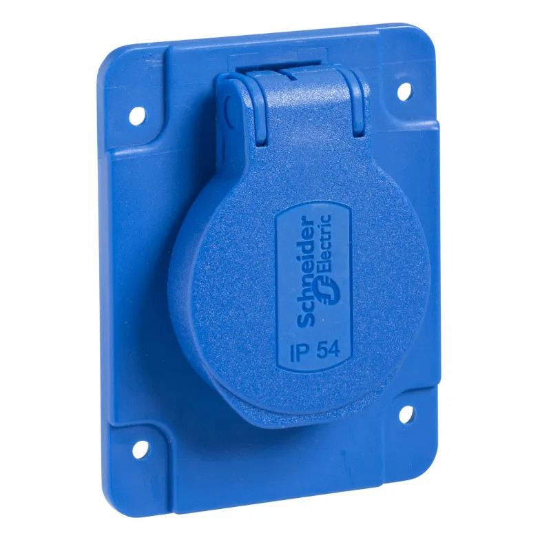 Mureva - socle de prise NF 65x85mm - 2P+T 10-16 A - IP54 - connex. arr. - bleu