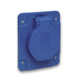 Mureva - socle de prise Schuko 65x85mm - 2P+T 10-16 A IP54 connex. arr. - bleu