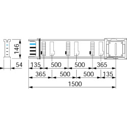 Canalis KSA - élément droit 250A - 1,5m - 6 fenêtres