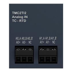 Modicon M221, cartouche 2 entrées température, types K/J/R/S/B/E/T/N/C/PT/NI