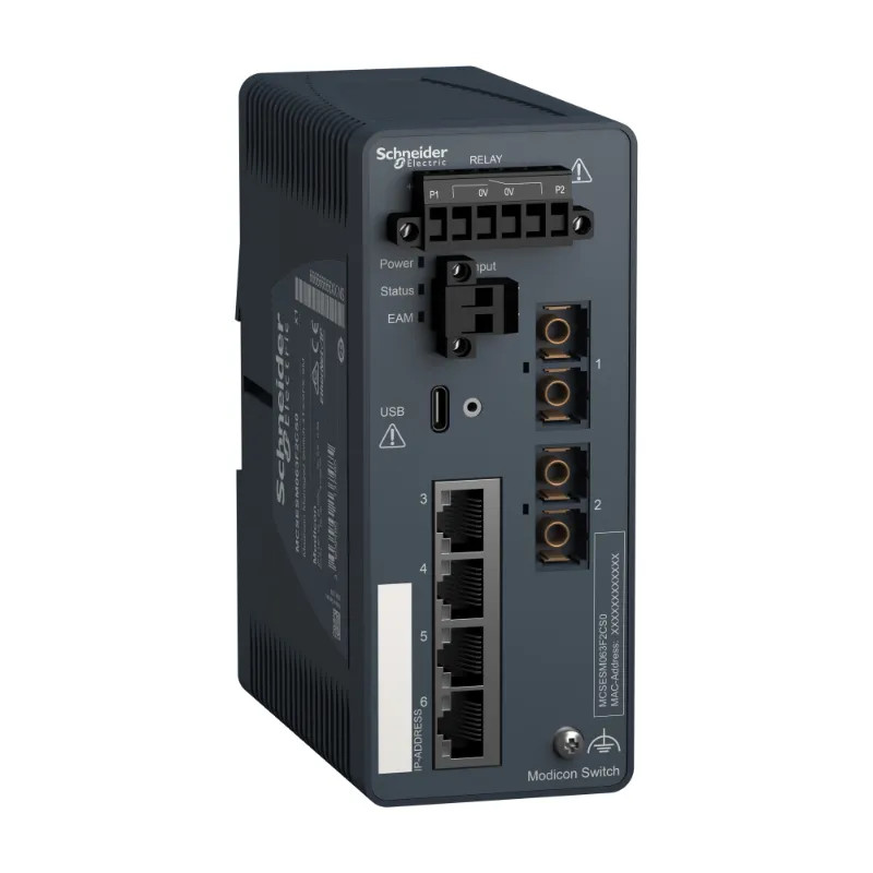 Modicon Switch administré - 4 ports cuivre & 2 ports fibre monomode