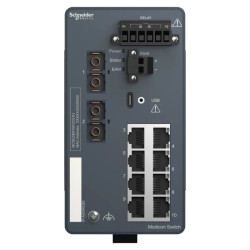 Modicon Extended Managed Switch - 8 ports cuivre + 2 ports fibre opti SM - Harsh