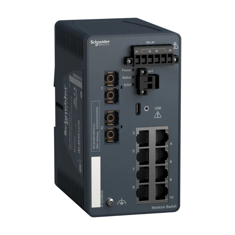 ConneXium - Modicon étendu switch non managé - 8 ports cuivre + 2 ports FO MM