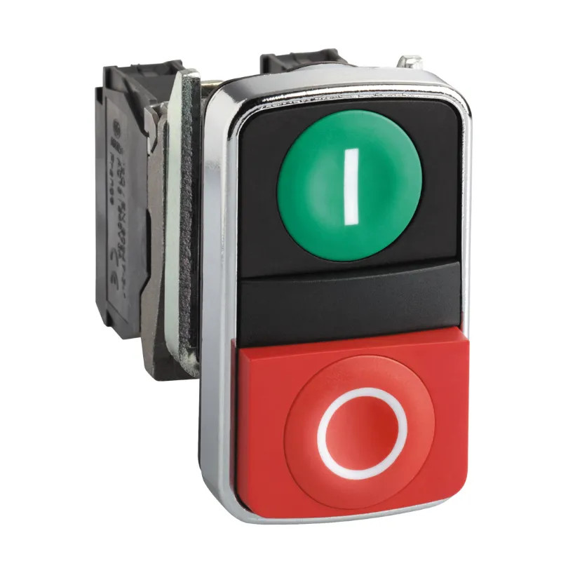 Harmony bt-pous Ø22 double touche, ressort de rappel vert + rouge IP66, IP69 K