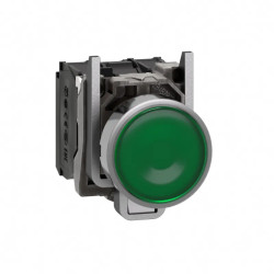 Harmony XB4 - poussoir lumineux LED - 1F+1O - vert - Ø22 - 24VACDC