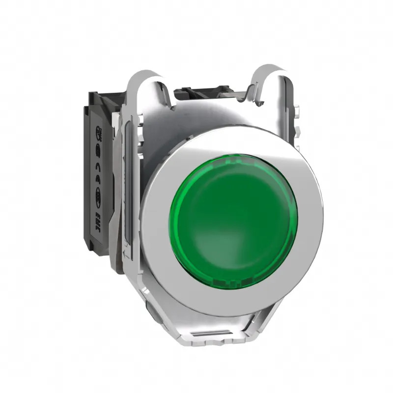 Harmony XB4 - BP lumineux DEL - flush - vert - 1O+1F - 24V - vis étrier