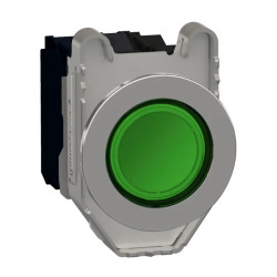 Harmony XB4 - BP lumineux DEL - flush - vert - 1O+1F - 110V - vis étrier