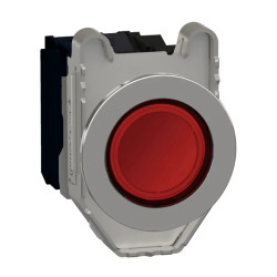 Harmony XB4 - BP lumineux DEL - flush - rouge - 1O+1F - 24V - vis étrier