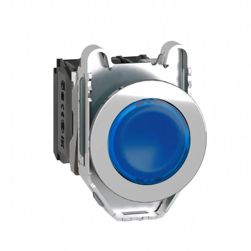 Harmony XB4 - BP lumineux DEL - flush - bleu - 1O+1F - 24V - vis étrier