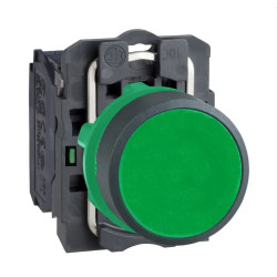 Harmony XB5 - bouton poussoir à impulsion - Ø22 - vert - 1F - vis étrier