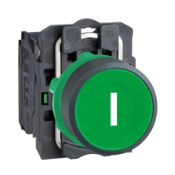 Harmony XB5 - bouton poussoir impulsion - Ø22 - marqué - vert - 1F - vis étrier