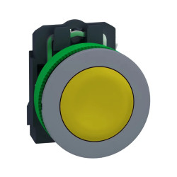 Harmony XB5 - bouton poussoir à impulsion - Ø22 - col flush grise - jaune - 1F