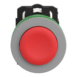 Harmony XB5 - bouton poussoir - Ø22 - col flush grise - dépass - rouge - 1O