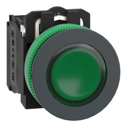 Harmony XB5 - BP lumineux DEL - flush - vert - 1O+1F - 24V - vis étrier