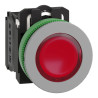 Harmony XB5 - bouton poussoir lum - Ø22 - col flush grise - rouge - 1O+1F - 24V