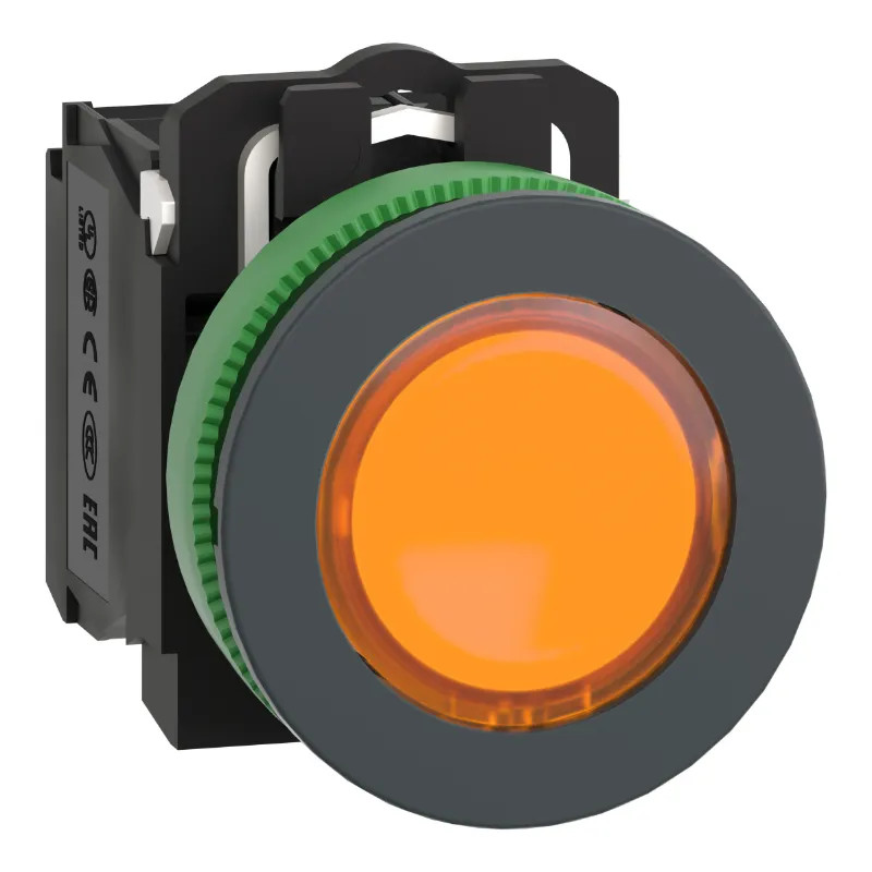 Harmony XB5 - BP lumineux DEL - flush - orange - 1O+1F - 24V - vis étrier