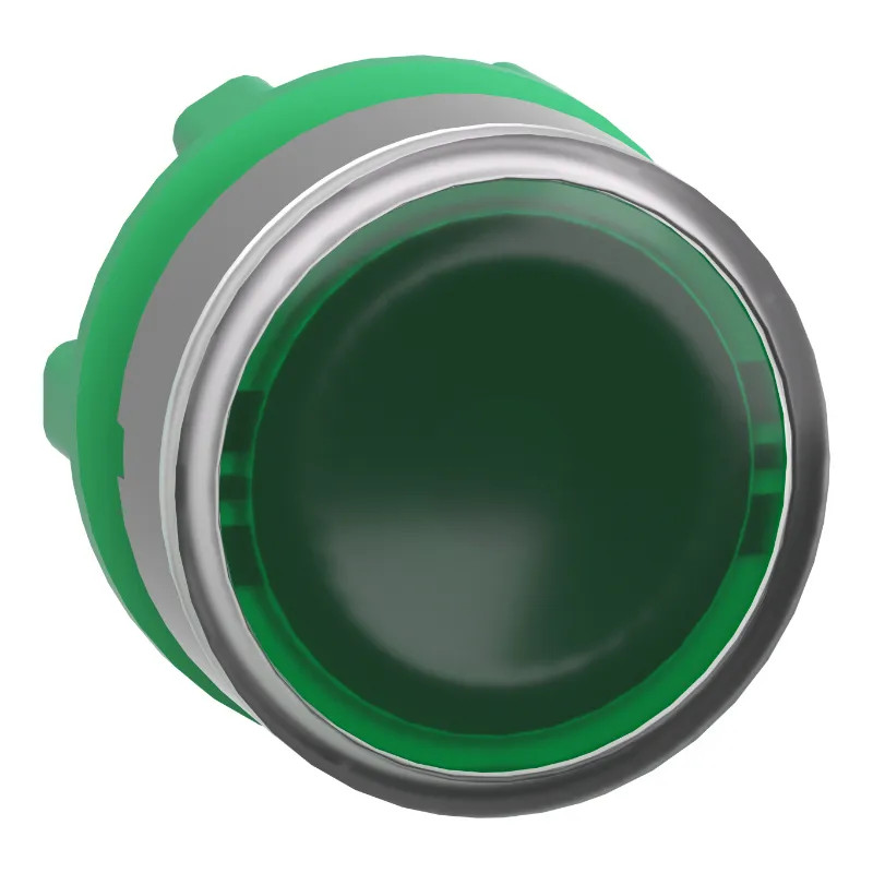 Harmony XB5 - tête bouton poussoir lumineux - Ø22 - col grise - vert