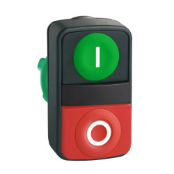 Harmony tête bt-pous double touche Ø22 vert + rouge non marqué IP66, IP69K