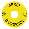 Harmony étiquette circulaire Ø90mm jaune - logo EN13850 - ARRET D'URGENCE