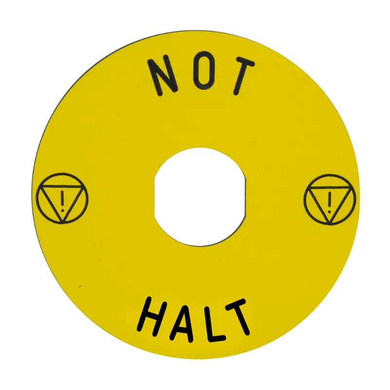 Harmony étiquette circulaire Ø90mm jaune - logo EN13850 - NOT HALT