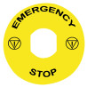 Harmony étiquette circulaire Ø90mm jaune - logo EN13850 - EMERGENCY STOP