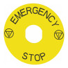 Harmony étiquette circulaire Ø90mm jaune - logo EN13850 - EMERGENCY STOP