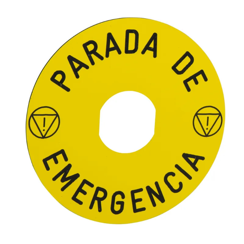 Harmony étiquette circulaire Ø90mm jaune - logo EN13850 - PARADA DE EMERGENCIA