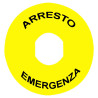 Harmony étiquette circulaire Ø90mm jaune - logo EN13850 - ARRESTO EMERGENZA