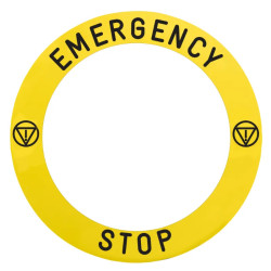 EMERGENCY STOP LEGEND D90MM