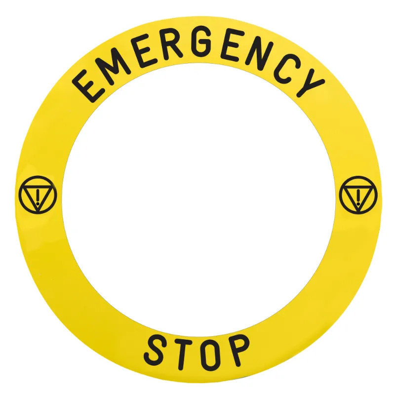 EMERGENCY STOP LEGEND D90MM