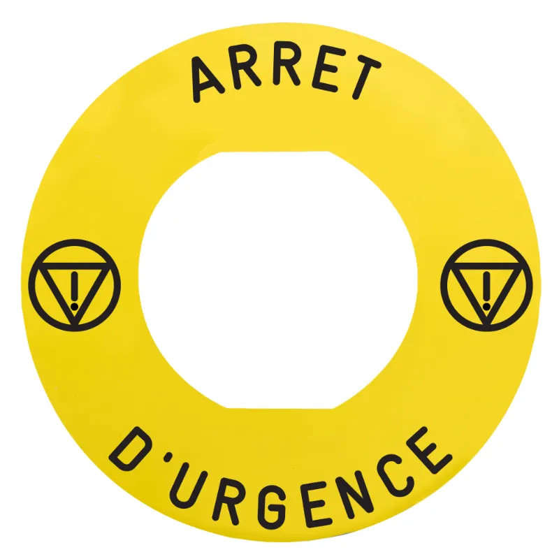 Harmony - étiq plate - jaune - logo EN - 'ARRET D'URGENCE' - Ø60 - pr ZBZ1605