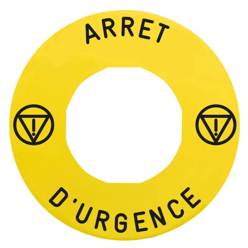 Harmony étiquette circulaire Ø60mm jaune logo EN13850 ARRET D URGENCE pr ZBZ3605