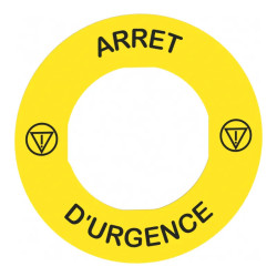 Harmony étiquette circulaire Ø60mm jaune logo EN13850 ARRET D URGENCE pr ZBZ3605