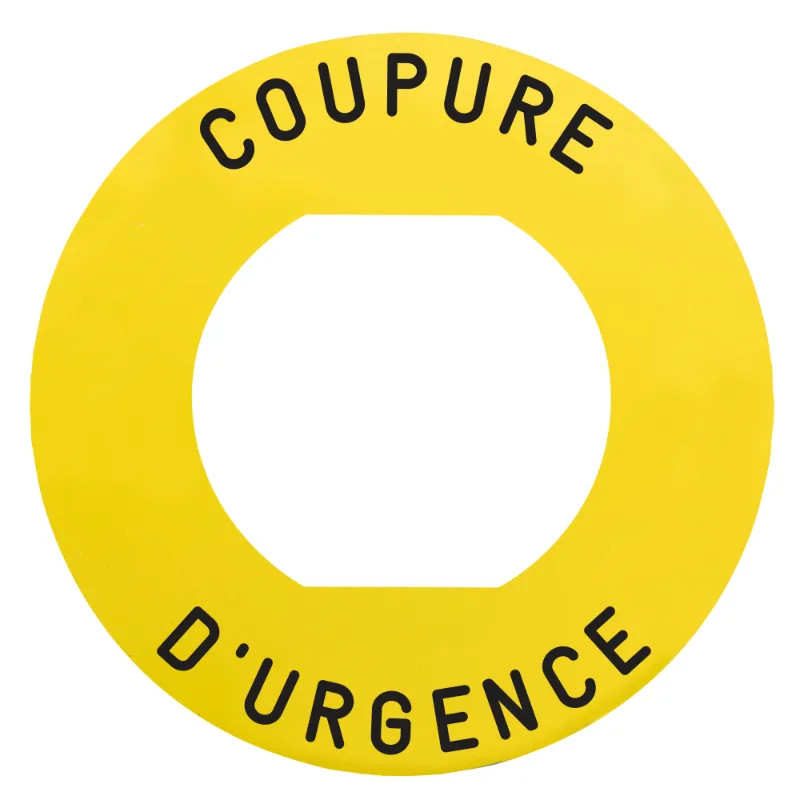 Harmony - étiquette plate - jaune - 'COUPURE D'URGENCE' - Ø60 - pour ZBZ1605