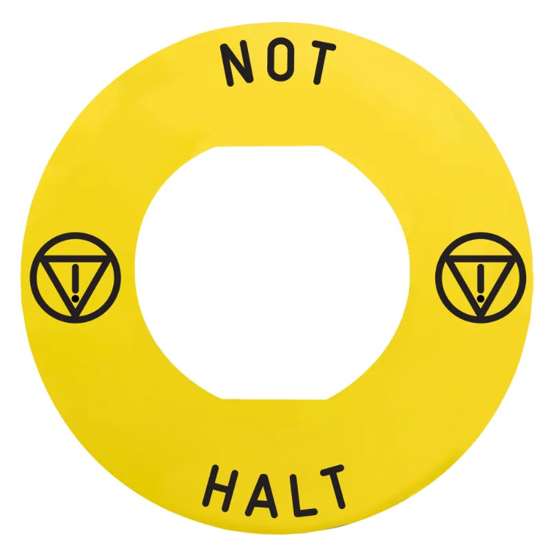 Harmony - étiquette plate - jaune - logo EN13850 - 'NOT-HALT' - Ø60 - pr ZBZ1605