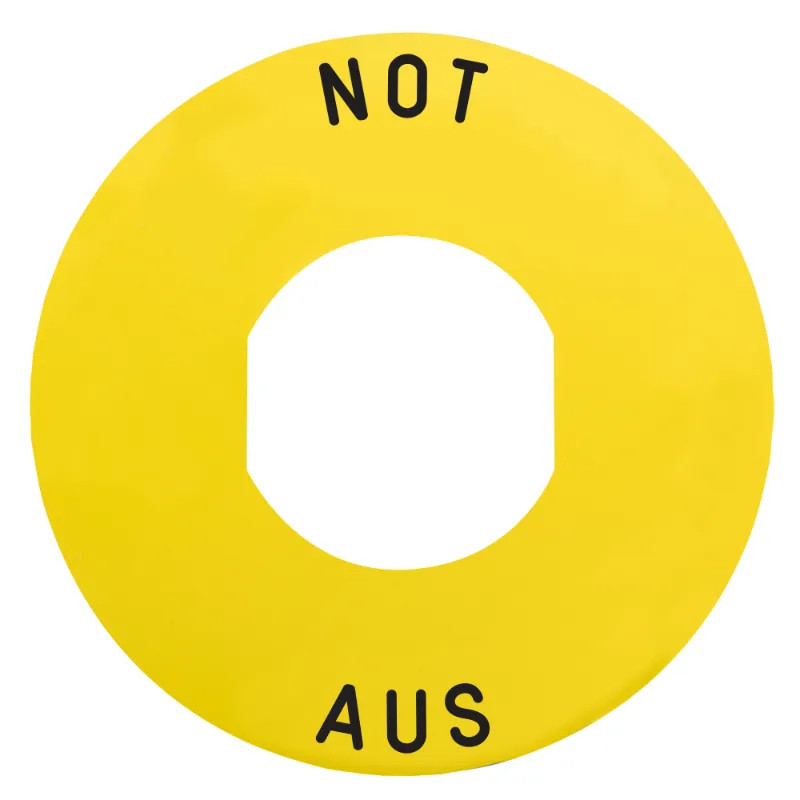 Harmony - étiquette plate - jaune - 'NOT-AUS' - Ø60