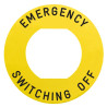 Harmony - étiqu plate - jaune - 'EMERGENCY SWITCHING OFF' - Ø60 - pour ZBZ1605