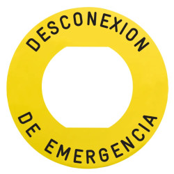 Harmony - étiquet plate - jaune - 'DESCONEXION DE EMERGENCIA' - Ø60 - pr ZBZ1605