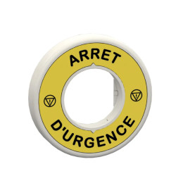 Harmony - étiquette lumineuse rouge - Ø60 - ARRET D'URGENCE - fond jaune - 24V