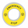 Harmony - étiquette lumineuse rouge - Ø60 - EMERGENCY STOP - fond jaune - 24V