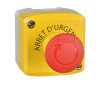 Harmony - Boite jaune 1 bouton arr urgence marq emergency stop et logo iso13850